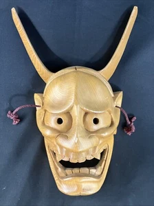 NOH MASK wood carving Hannya Japan antique dance drama traditional omen - Picture 1 of 8