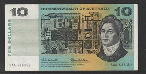 Australia 1966 : R301F Coombs Wilson 1st Prefix $10 Banknote Serial SAA 636352 - Picture 1 of 2