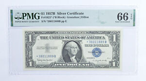 $1 1957 B Silver Certificate XA Block FR-1621 PMG 66 EPQ *0323