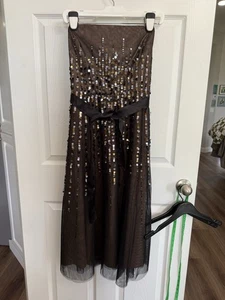 BCBGMAXAZRIA Strapless Black Sequin Cocktail Dress Size 6 Holiday Party Designer - Picture 1 of 5
