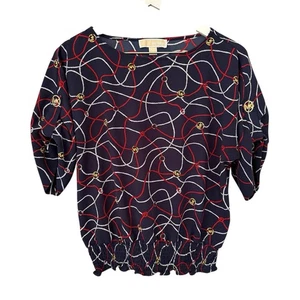 MICHAEL Michael Kors Designer Sailor Printed Nautical Top Women’s Size Medium - Picture 1 of 12