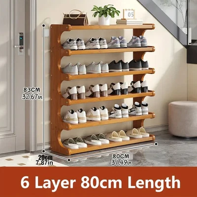Bamboo Wood Shoe Rack 6-Tier ,1pc  (Adjustable) ,Heavy duty - Image 1 of 4