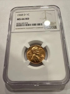 1968 D Lincoln Cent MS66 RD NGC #111 SEE DESCRIPTION - Picture 1 of 4