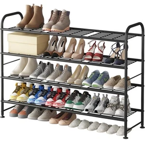 Shoe Rack Long 4 Tier Shoe Storage Organizer Metal Wide Shoe Shelf for Closet... - Picture 1 of 6