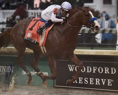 Fotografía Justify 2018 Kentucky Derby Mike Smith autógrafo 16x20 Foto 1 de 2