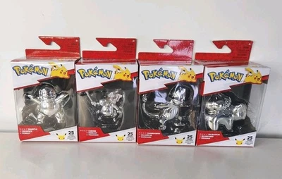 Набор из 4 серебряных фигурок Pokemon 25th Anniversary серия 1 Jazzwares 2021 - Изображение 1 из 4