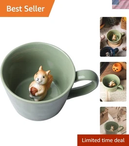 Squirrel Ceramic Cup Hidden 3D Animal Inside Mug,Cute Cartoon Handmade Figuri... - Picture 1 of 10
