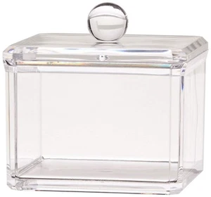 Square Acrylic Cotton Ball Pads Gauze Swab Holder Organizer Q-tip Dispenser S... - Picture 1 of 6