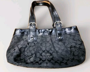 Borsa Coach Soho plissettata firma tela nera tote bag borsetta F13742 - Foto 1 di 24