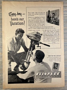 Evinrude Outboard Motor Easy Boy Vacation Milwaukee WI Kid 1946 Vintage Print Ad - Picture 1 of 1