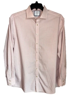 Camisa Charles Tyrwhitt Para Hombres 17.5 36 Rosa Azul Calce Ajustado Algodón Sin Planchar Abotonada Foto 1 de 4