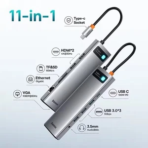 USB 3.0 Hub auf HDMI DP 4K 60Hz Dockingstation 11-in-1 Typ C Hub VGA Baseus - Bild 1 von 3