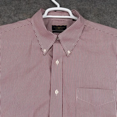 Camisa Club Room Para Hombre 18 34/35 Roja Blanca Pinpoint Rayas Abotonadas Manga Larga Foto 1 de 4