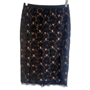 BCBGMaxazria schwarz Spitze Bleistiftrock Reißverschluss hinten tailliert gerade elegant Größe XS - Bild 1 von 10