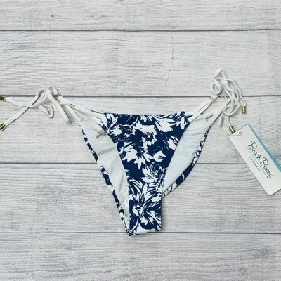 Traje de baño Beach Bunny corbata lateral escasa parte inferior grande azul blanco floral nuevo con etiquetas Foto 1 de 4