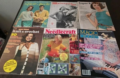 6 Mixed Lot Vintage Fashion Knit Knitting Magazines Clothes Patterns 1960s-90s  - Image 1 of 4