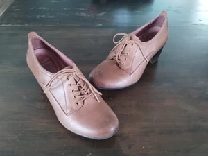 Dansko Leather Clogs Lace Up Chunk Heels Size 39 Women's Size 8.5 9 US Brown  - Picture 1 of 7