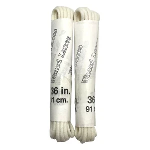 [2 PAIRS] 36" WAXED OFF-WHITE Dress Shoe Thin Round Laces Shoelaces Boot Strings - Picture 1 of 2