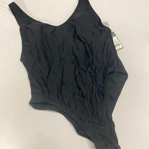 NWT Mossimo Swim One Piece Black V Neck Bathing Suit Swimsuit Ruched Butt XL - Picture 1 of 6