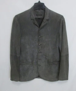 John Varvatos USA Mens Dark Gray Suede Sportcoat Jacket sz L 100% Goat Suede - Picture 1 of 23