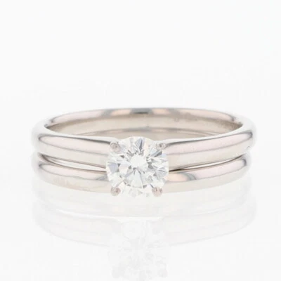 Juego de puntas solitario de diamantes de corte redondo IGI .50ct platino talla 5,5 Foto 1 de 4