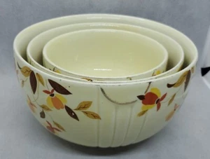 Hall’s Superior Jewel Tea Autumn Leaf 3 Piece Mixing/Serving Nesting Bowl Set - Picture 1 of 22