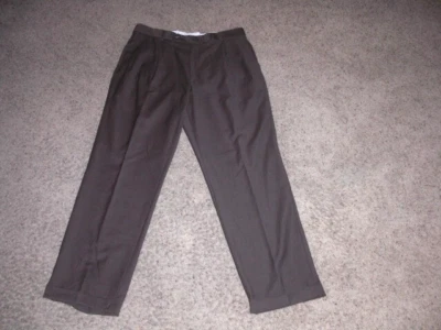 Pantalones de Vestir NAUTICA Marrón Lana Pura PLISADO Estilo Puños 36x32 Foto 1 de 4