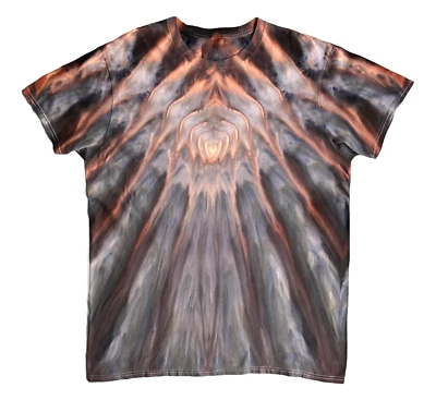 SALE Roll Fold Ice Tie Dye T-Shirt, Unisex XL SS Crew, Blue-Gray & Pale Copper - Image 1 of 4