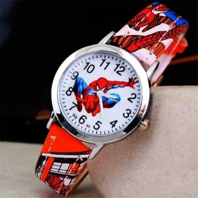 New Spiderman Cartoon Wrist Watch Kids Quartz Boys Red Birthday Gifts Christmas - image 1 of 4