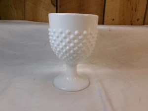 Vintage Fenton Hobnail Milk Glass 6" Footed Goblet Vase - Picture 1 of 5