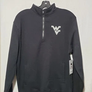 West Virginia Mountaineers Sweatshirt Men’s Small 1/4 Zip Sweater Black NWT - Picture 1 of 11