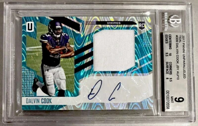 /10 POP 1 BGS 9 10 Dalvin Cook RPA 2017 Unparalleled Rookie Patch Auto Teal Holo - Image 1 of 3