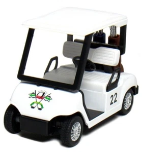 Kinsfun Golf Cart w/ Clubs 4.5" Diecast Metal Model Caddy Toy Car White/Logo - Picture 1 of 3