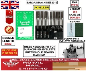 OJAL DURKOPP 558 SYS:558 IGUAL QUE DOX558 S=110/18 INDS COSTURA MCHN NDL - Imagen 1 de 7