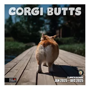 Corgi Butts 2025 Wall Calendar 12 Month | 12" x 24" Open | Thick & Sturdy Pap... - Picture 1 of 6