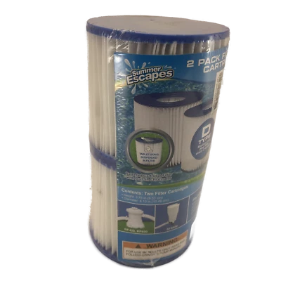 Type D Pool Filter Cartridges 3.75" x 4.13" Summer Escapes 2 Pack - NIP - Image 1 of 4