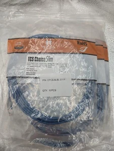 Lot of 10 TCS Choice Slim 28AWG UTP CAT6 Patch Cords: 568B Pinout 11FT - Picture 1 of 2