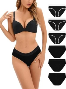 Womens Cotton 6 Pack Underwear Hi Cut Hipster Panties Seamless Stretch Bikini - Picture 1 of 3