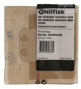 Genuine Nilfisk Dust Bags - Packet of 10 VP300 GD910 GD1000 GD1010 GD2000,GD911 - Picture 1 of 2