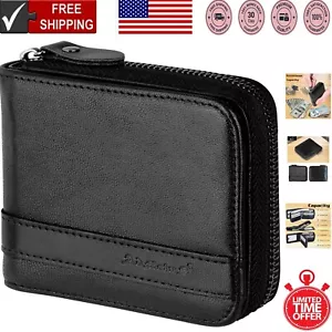 Men’s Elegant Leather RFID Wallet with Gift Box - Perfect for Travel & Business - Picture 1 of 9