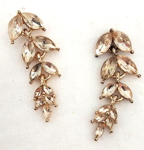 Vintage Marquise Strass Blatt Ohrringe Hänger Tropfen Chandelier Elegant Hochzeit - Bild 1 von 3