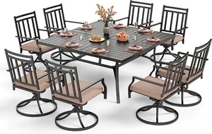 9Pcs Patio Dining Sets Outdoor Table and Chair Patio Swivel Chair For Home Party - Picture 1 of 11