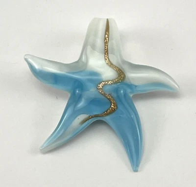 Colgante estrella de mar de vidrio soplado a mano azul oro blanco Foto 1 de 4