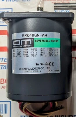 Oriental Motor 5RK40GN-AW 115v Reversible AC Motor. 40 Watt 1450 RPM 1/19 HP - Image 1 of 3