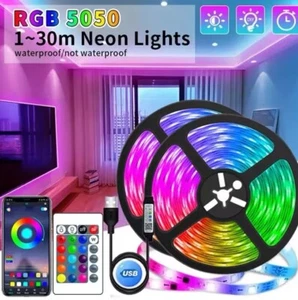 20-50FT LED Strip Rope Light Waterproof Multi Color Changing Free Cut w/ Remote - Picture 1 of 3