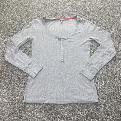 Camisa Victoria Secret Mujer M Gris Manga Larga Brillo Popover Henley Preppy Foto 1 de 4