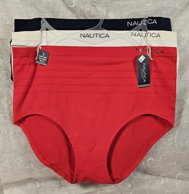 Calzoncillos Nautica 3 Super Suaves Cintura Alta 3X Talla Grande, Rojo Blanco Azul Marino Elástico Foto 1 de 4