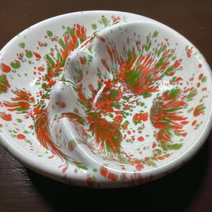 Cute VTG Small Ceramic Ashtray Orange Green Splatter Speckled Retro MCM - Picture 1 of 24