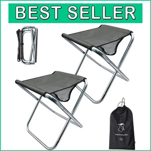 Lightweight 2-Pack Camping Stools - 16in Tall Portable Seating with Carry Bag - Picture 1 of 9