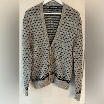 Vintage 90s Wool Grandpa Cardigan Knit Nordic Ski Lodge Warmth Winter Preppy - Image 1 of 3